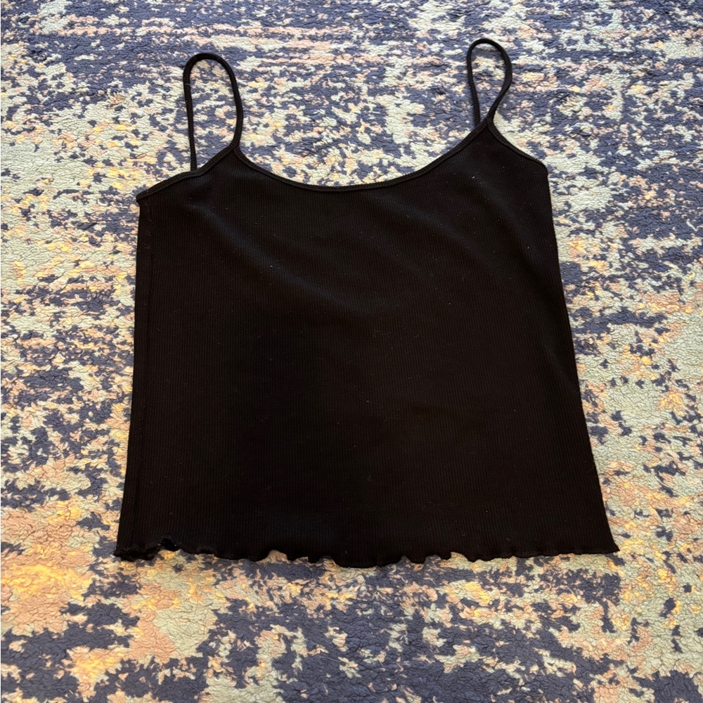 Black Ribbed Women's Camisole Top